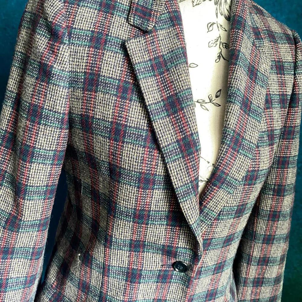 Vintage Plaid Women Light Academia Classic Blazer